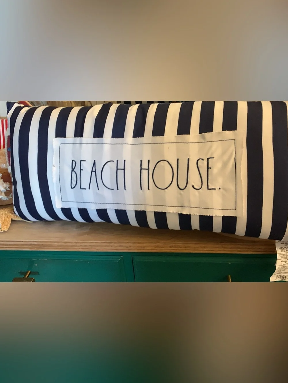 Beach House Navy and White Striped Decorative pillow- Rae Dunn